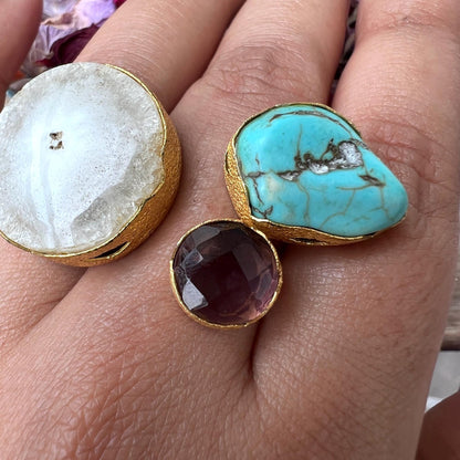 The Enache Blue White Agate Ring TheEnache