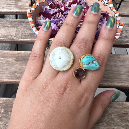 The Enache Blue White Agate Ring TheEnache