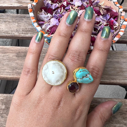 The Enache Blue White Agate Ring TheEnache