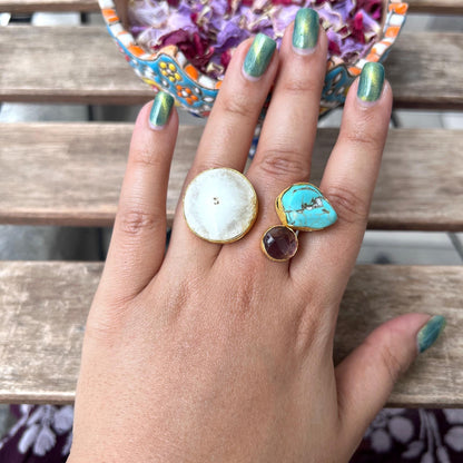 The Enache Blue White Agate Ring TheEnache