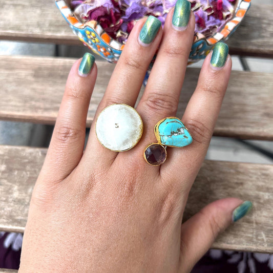 The Enache Blue White Agate Ring TheEnache