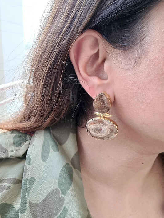 The Enache Brown Raw Druzy Studs TheEnache