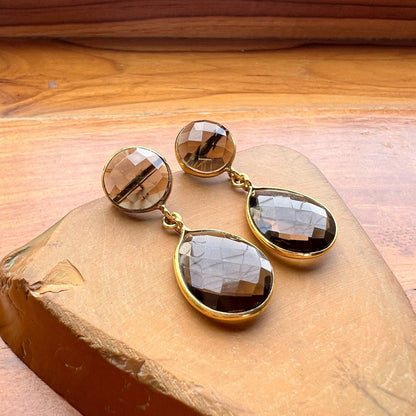 The Enache Brown Smoky Quartz Smoky Quartz Onyx Earrings TheEnache