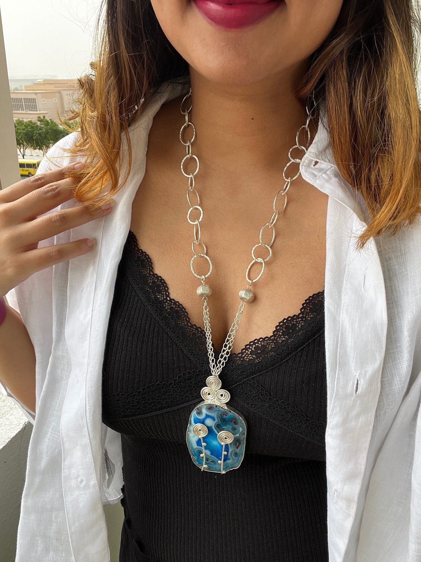 The Enache Colorful Druzy Pendant Necklace TheEnache