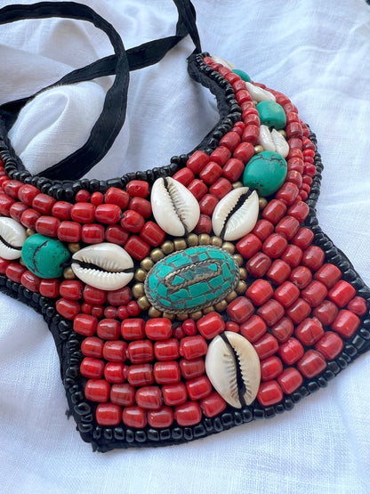 The Enache Coral & Turquoise Cowrie Necklace TheEnache