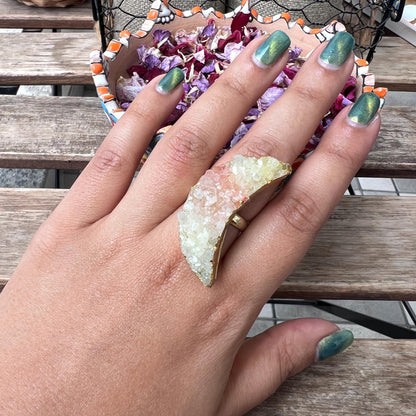 The Enache Crescent Moon Yellow Druzy Ring TheEnache