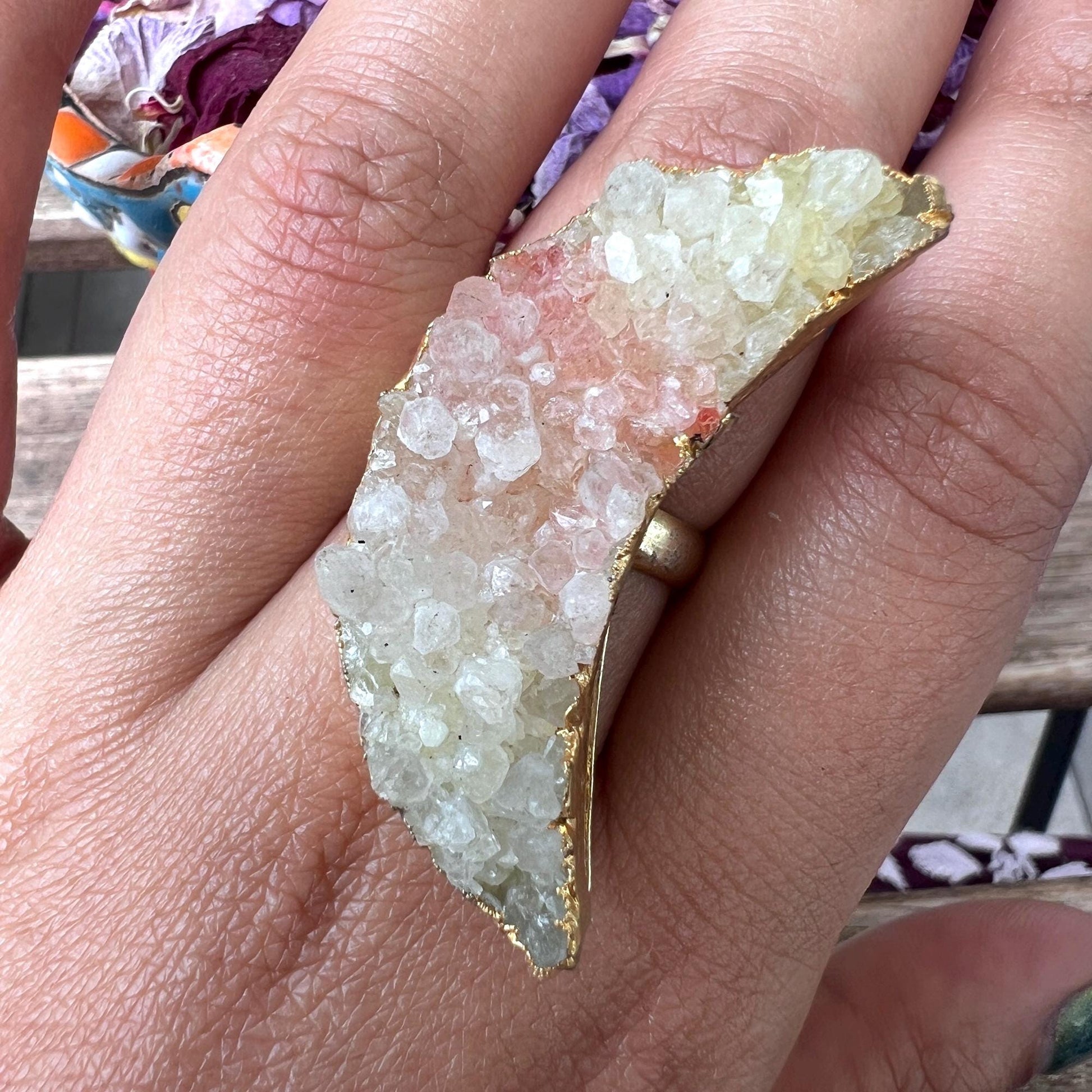 The Enache Crescent Moon Yellow Druzy Ring TheEnache
