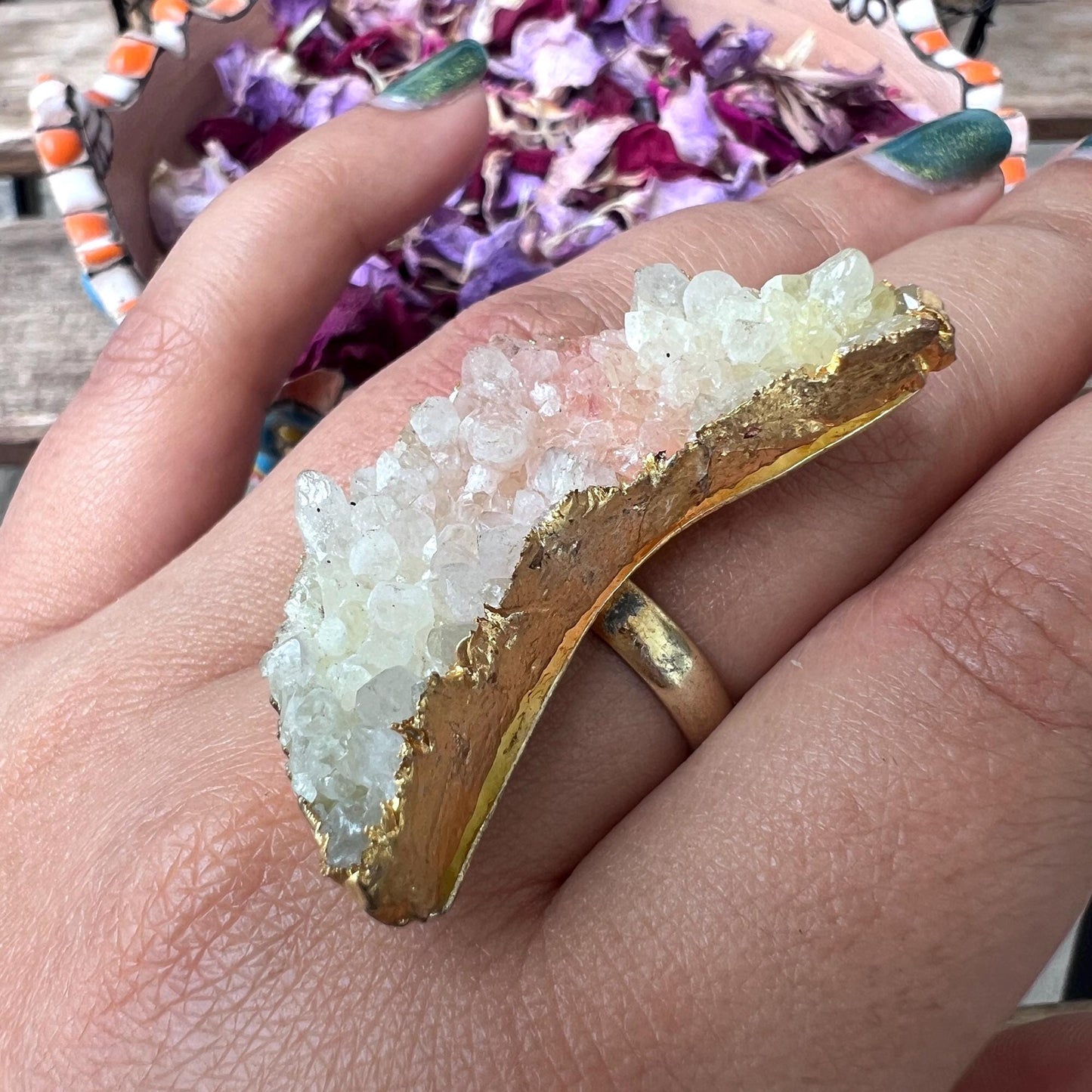 The Enache Crescent Moon Yellow Druzy Ring TheEnache
