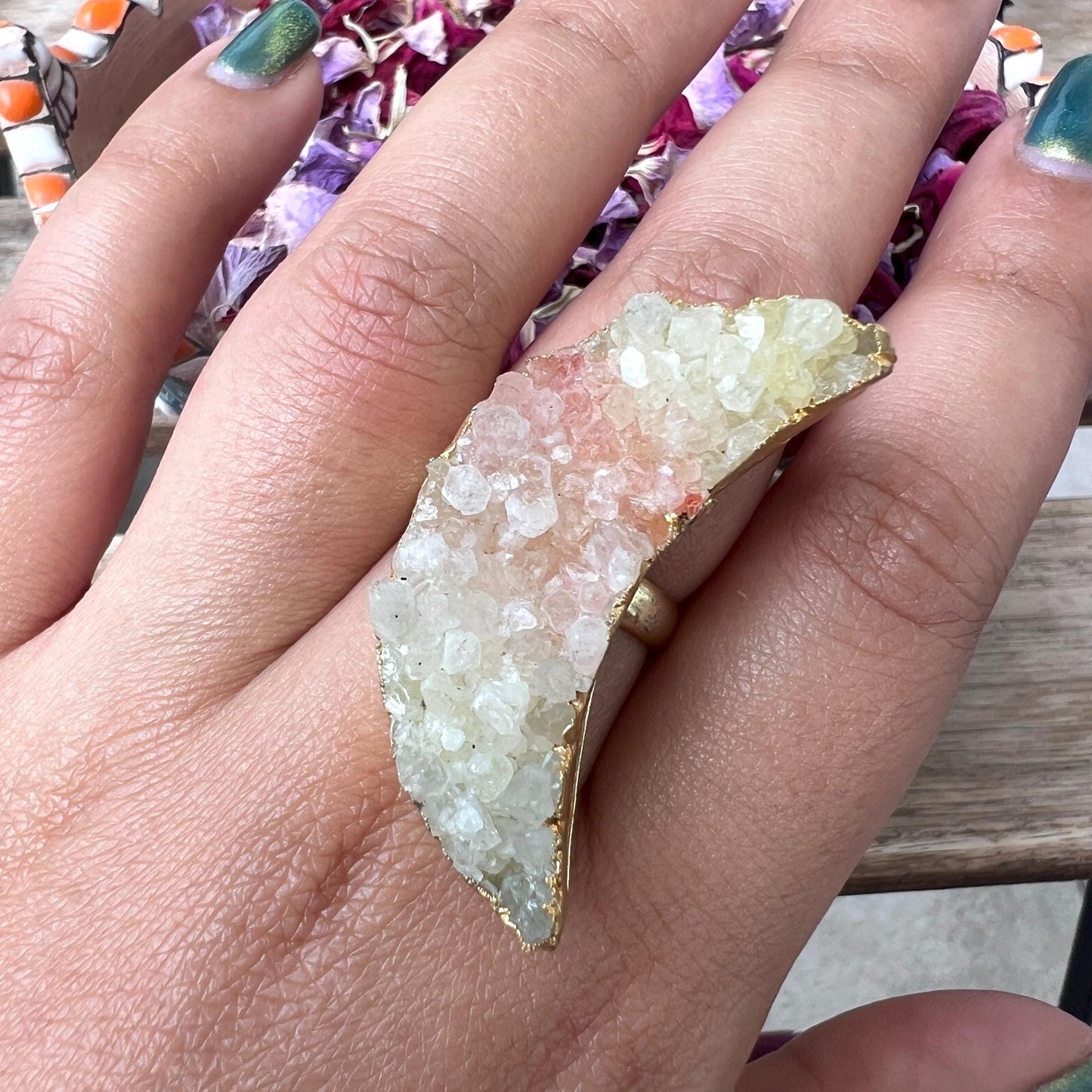 The Enache Crescent Moon Yellow Druzy Ring TheEnache