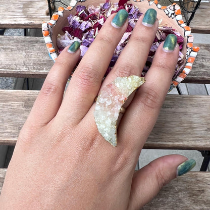 The Enache Crescent Moon Yellow Druzy Ring TheEnache