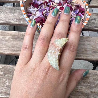 The Enache Crescent Moon Yellow Druzy Ring TheEnache