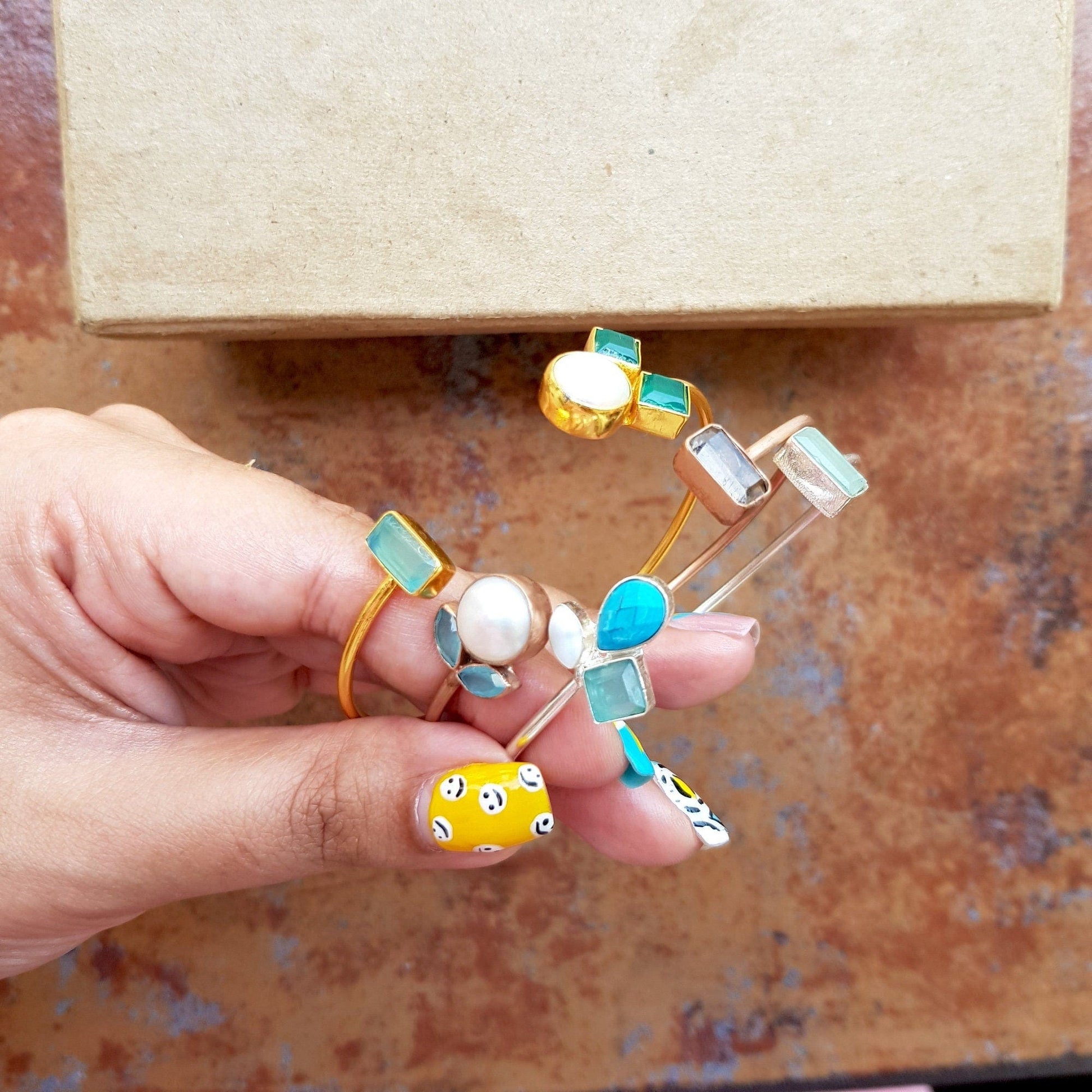 The Enache Dainty Gemstone Stack Bracelet TheEnache