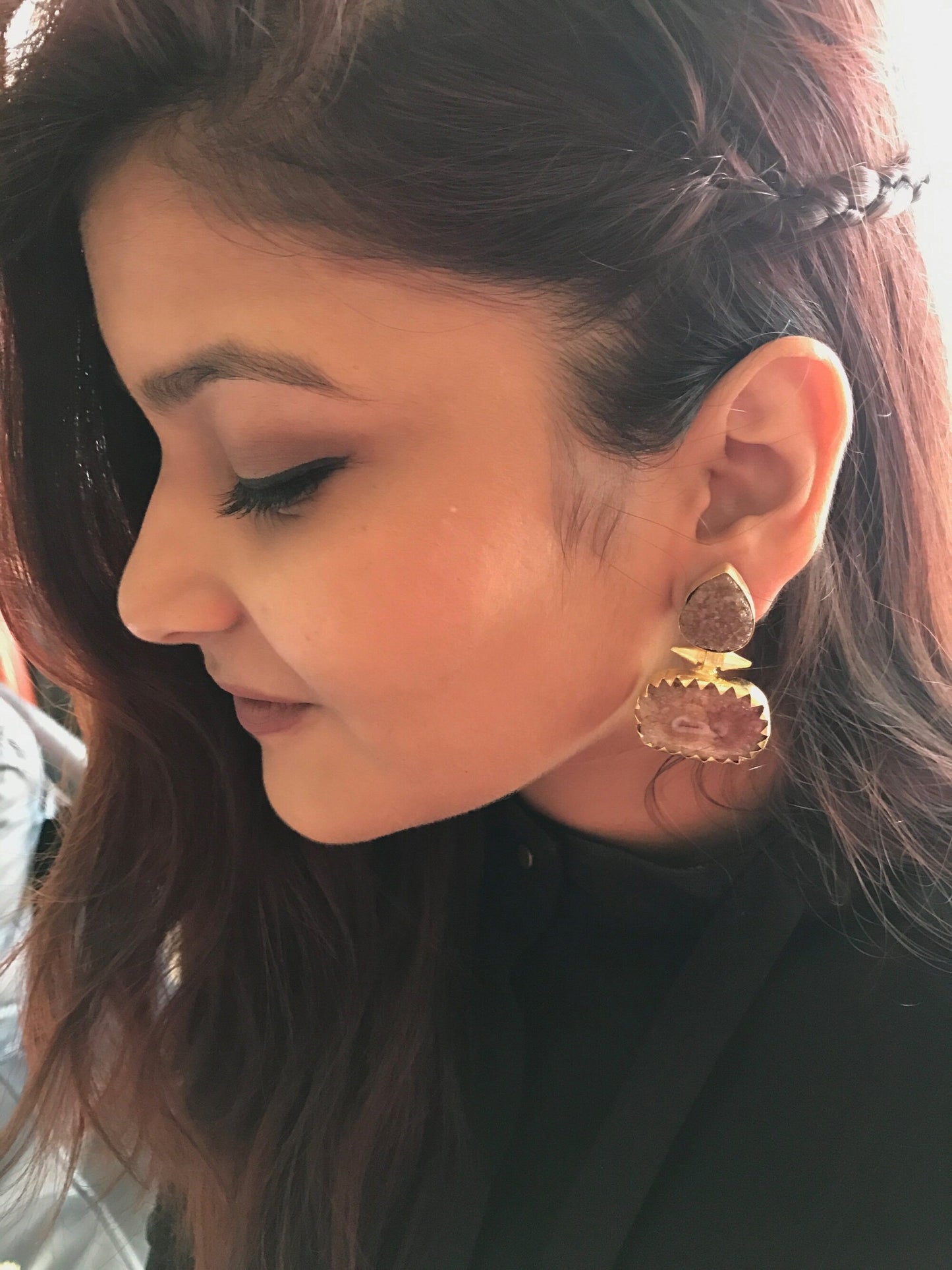 The Enache Dark Green Druzy Earrings TheEnache