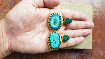 The Enache Dark Green Druzy Earrings TheEnache
