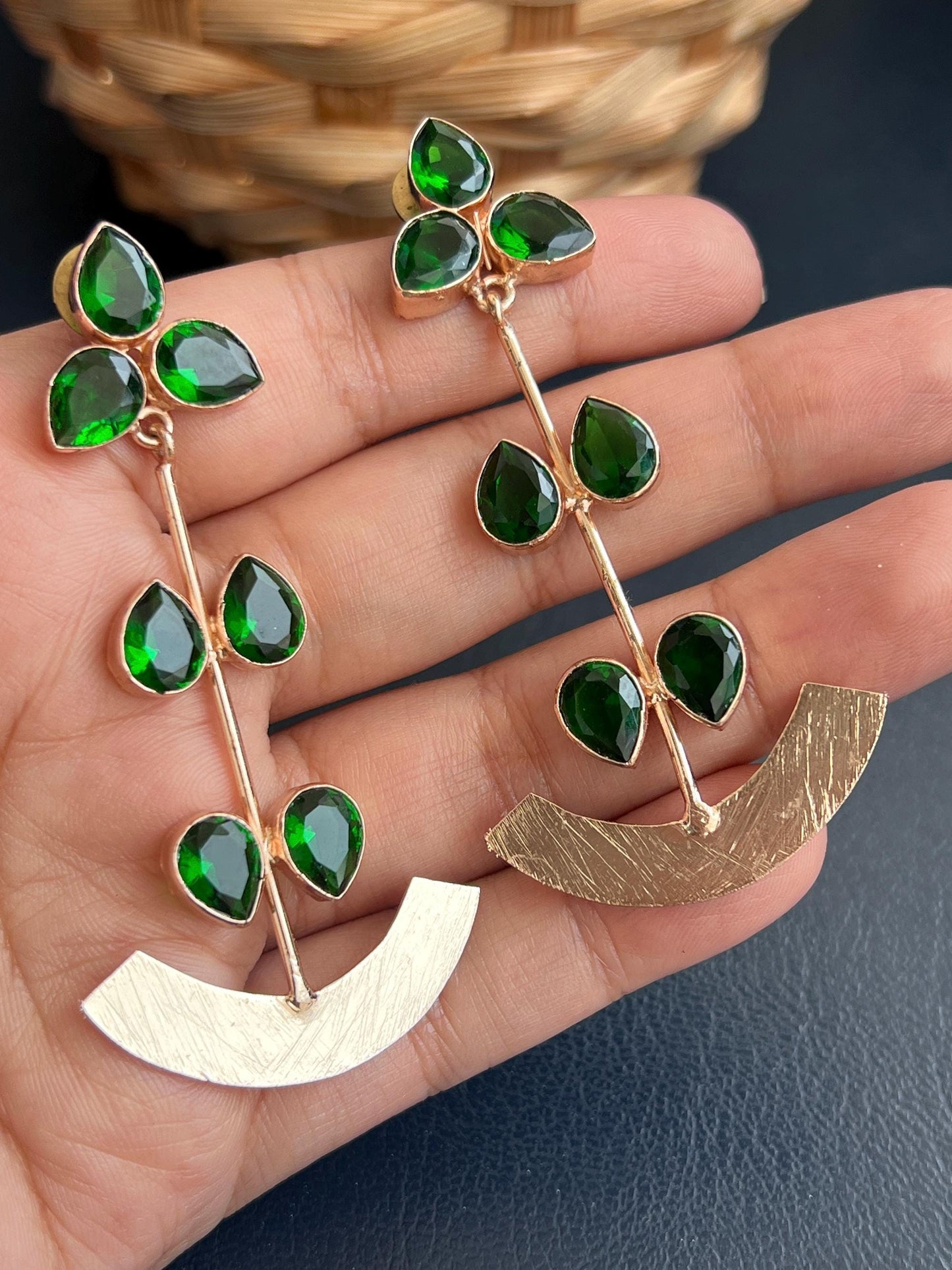 The Enache Emerald Green Teardrop Dangle Earrings TheEnache