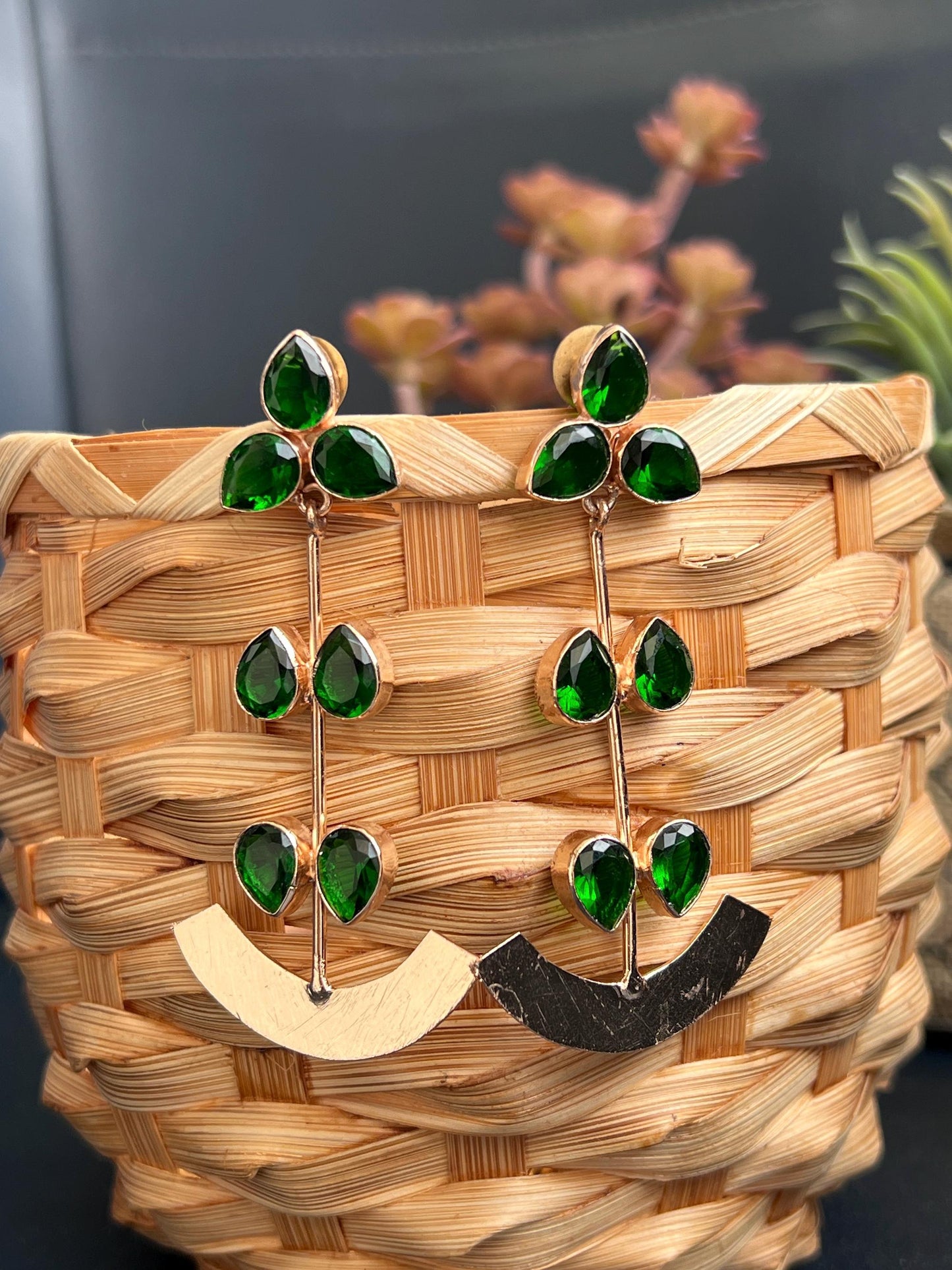 The Enache Emerald Green Teardrop Dangle Earrings TheEnache