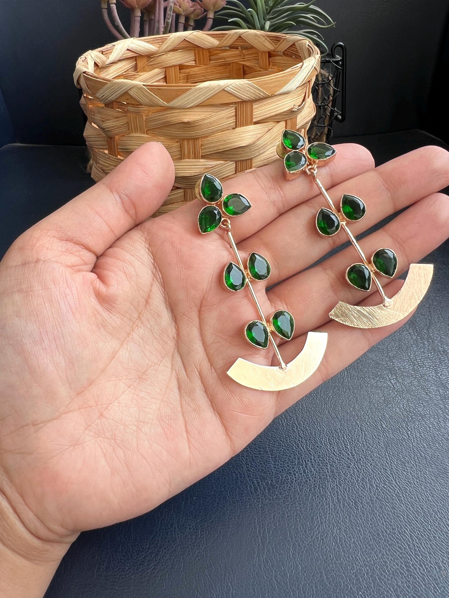 The Enache Emerald Green Teardrop Dangle Earrings TheEnache