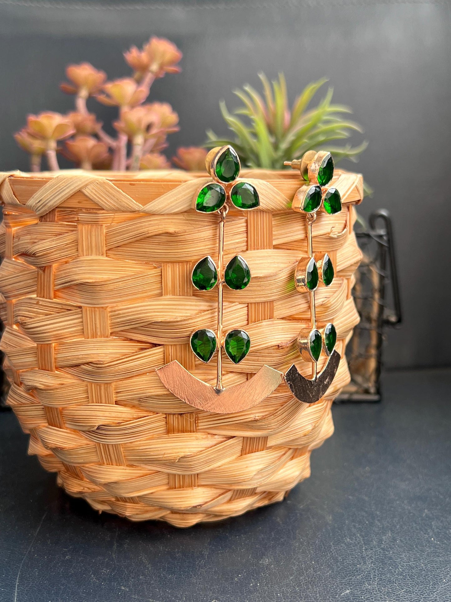 The Enache Emerald Green Teardrop Dangle Earrings TheEnache