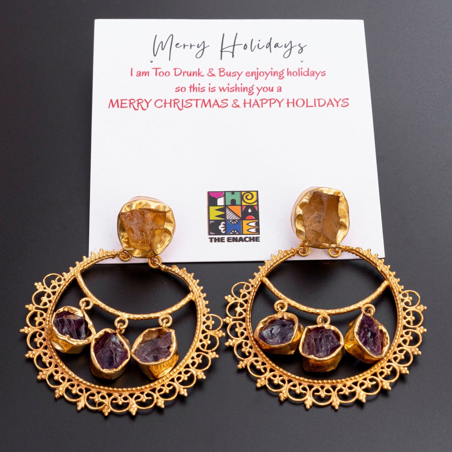 The Enache Filigree Amethyst Citrine Earrings TheEnache