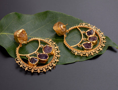 The Enache Filigree Amethyst Citrine Earrings TheEnache