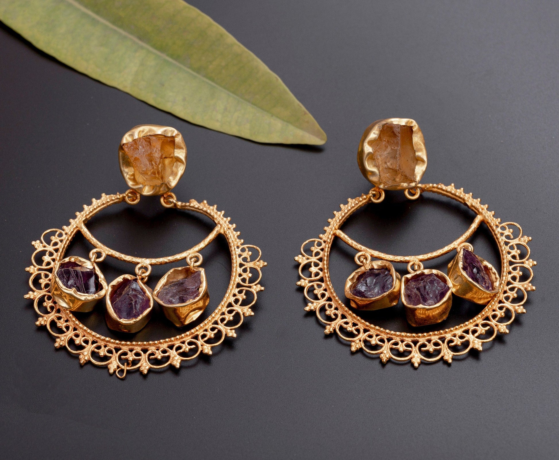 The Enache Filigree Amethyst Citrine Earrings TheEnache