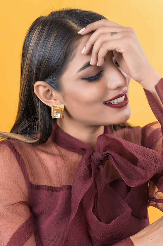 The Enache Geometric Gold Hammered Earrings TheEnache