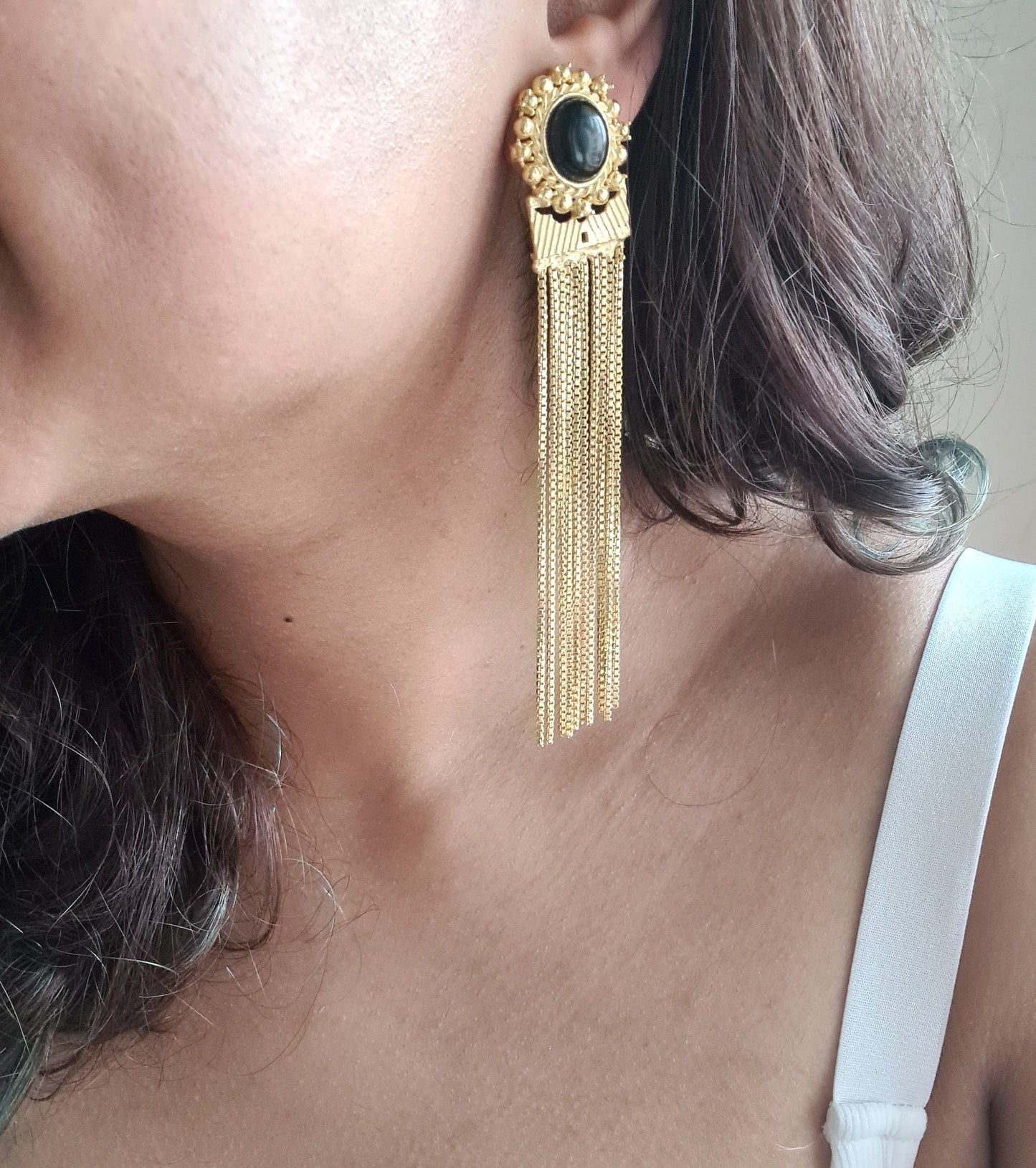 The Enache Gold Chain Tassel Earrings TheEnache