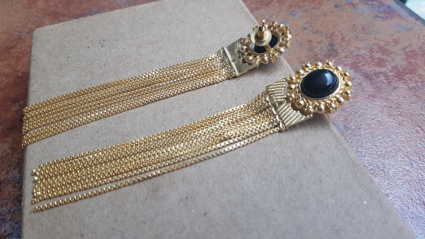 The Enache Gold Chain Tassel Earrings TheEnache