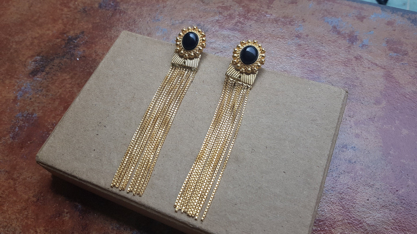 The Enache Gold Chain Tassel Earrings TheEnache