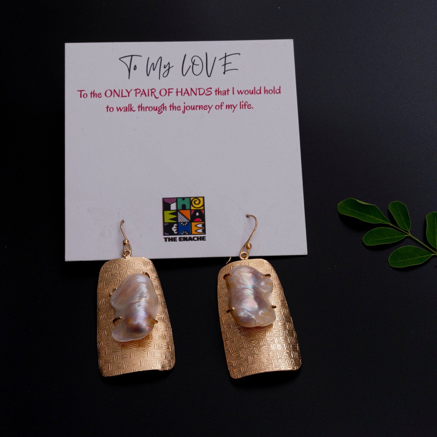 The Enache Gold Hammered Pearl Earrings TheEnache
