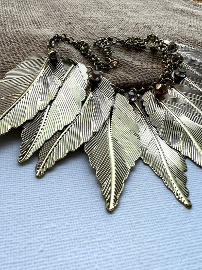 The Enache Gold Leaf Bib Necklace TheEnache