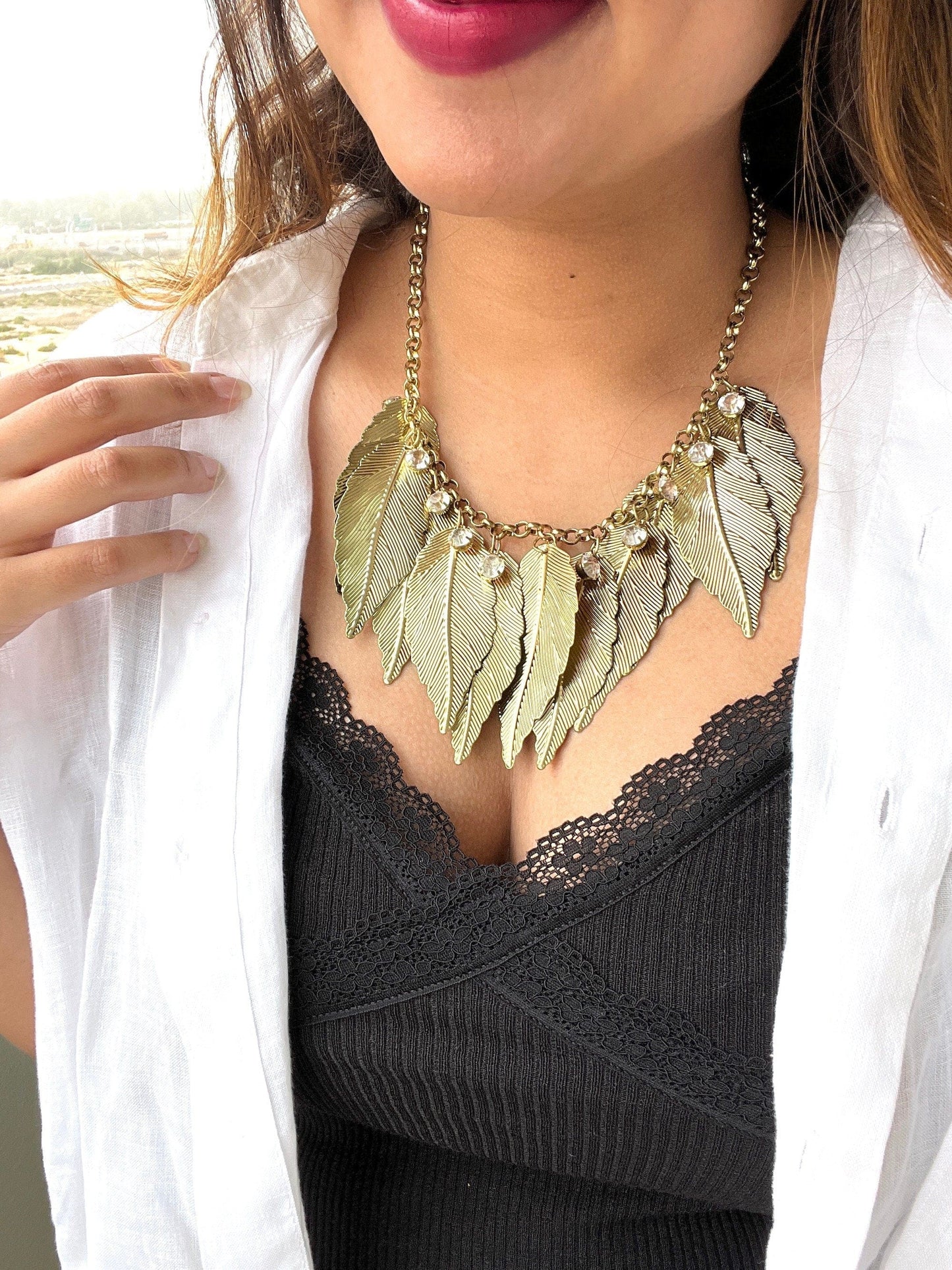 The Enache Gold Leaf Bib Necklace TheEnache