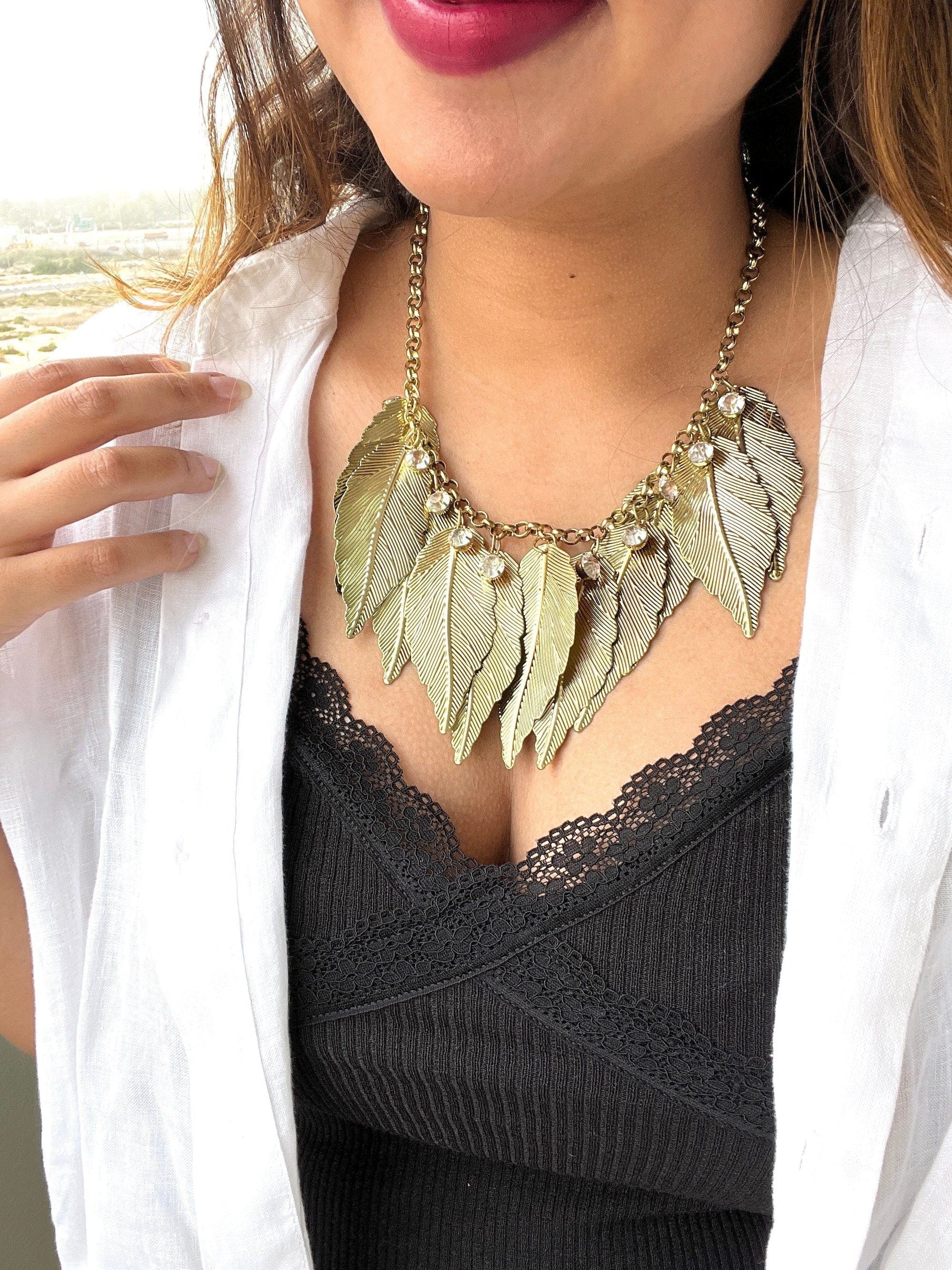 The Enache Gold Leaf Bib Necklace TheEnache