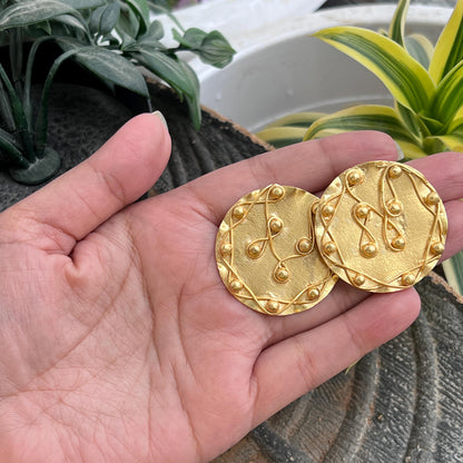 The Enache Gold Textured Statement Earrings TheEnache