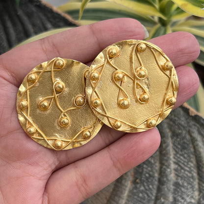 The Enache Gold Textured Statement Earrings TheEnache