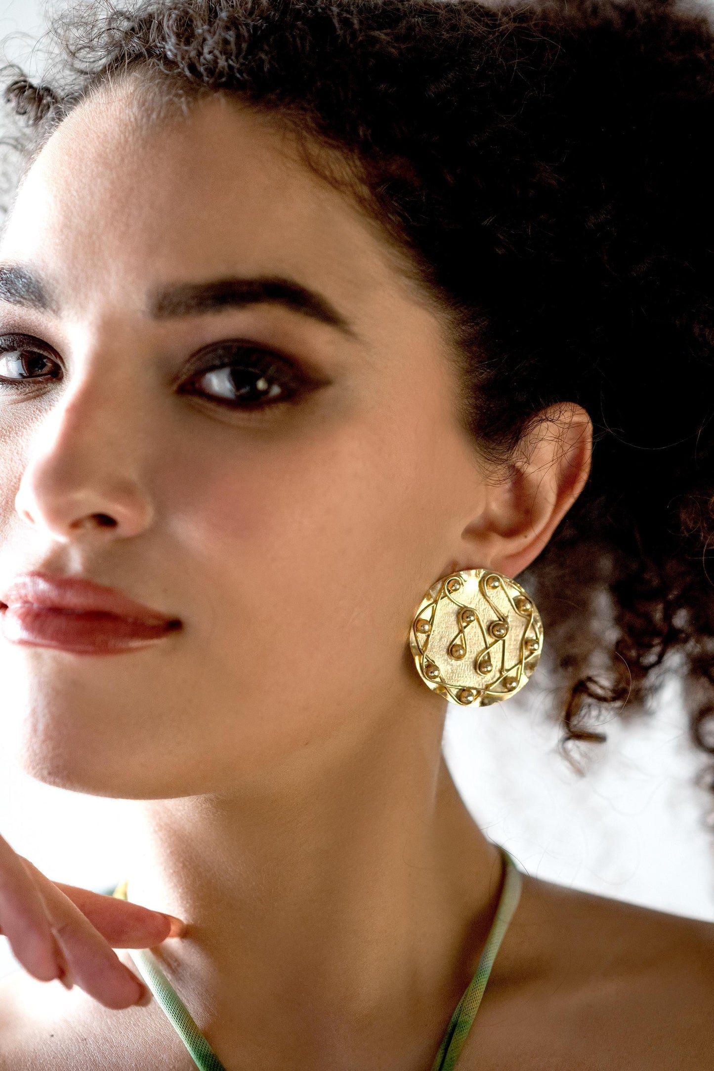 The Enache Gold Textured Statement Earrings TheEnache