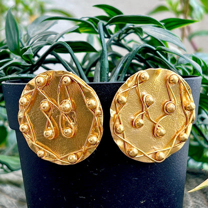 The Enache Gold Textured Statement Earrings TheEnache