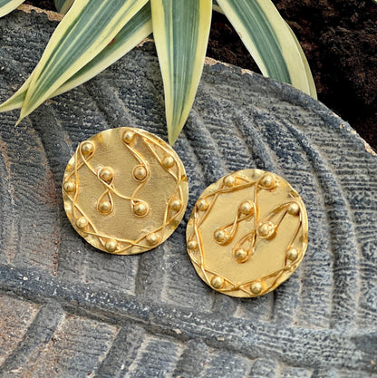 The Enache Gold Textured Statement Earrings TheEnache