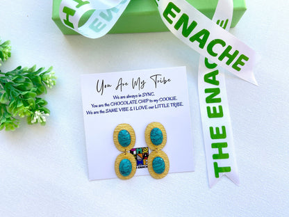 The Enache Gold Turquoise Dangle Earrings TheEnache