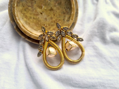 The Enache Gold Zircon Pearl Earrings TheEnache