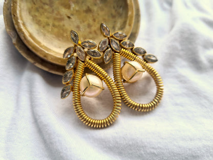 The Enache Gold Zircon Pearl Earrings TheEnache
