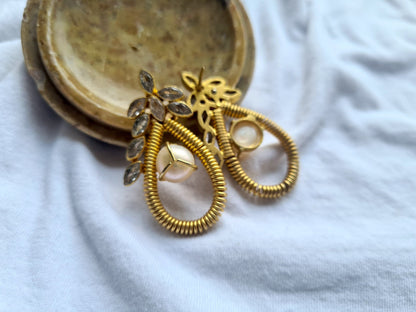 The Enache Gold Zircon Pearl Earrings TheEnache