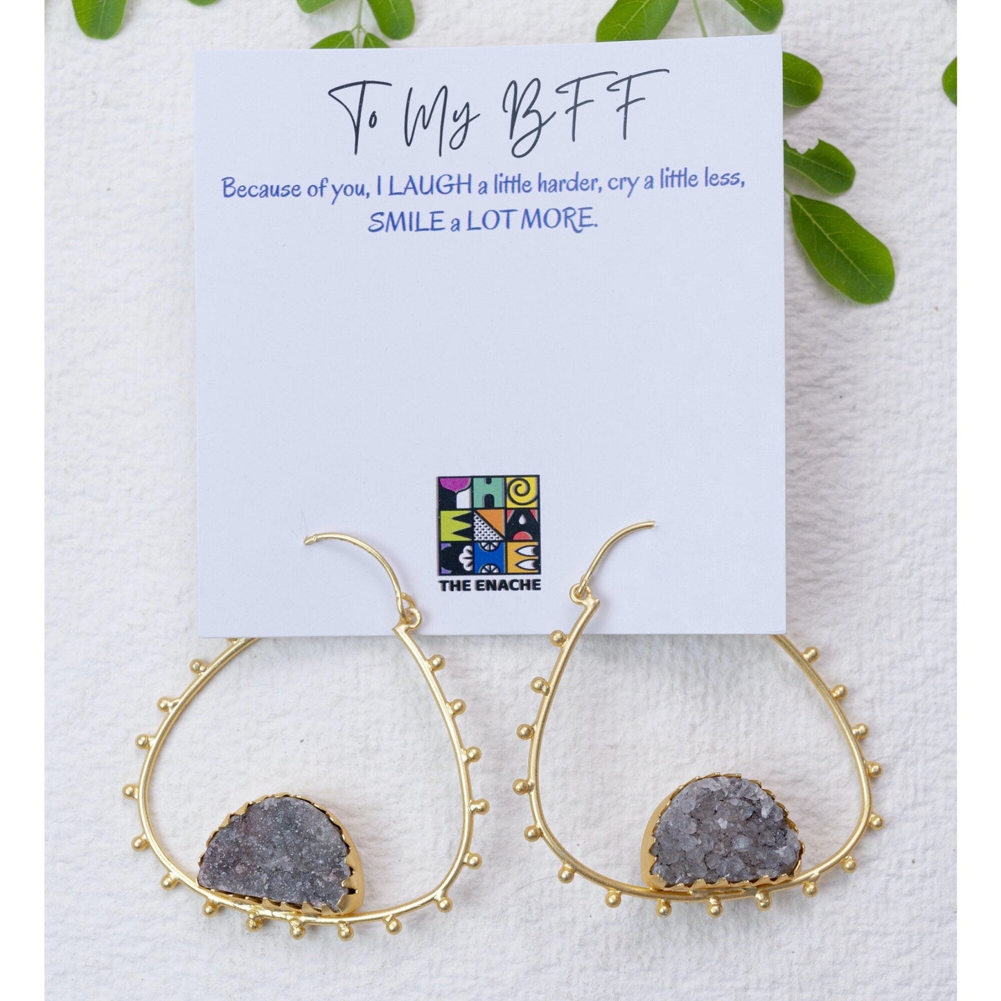 The Enache Gray Druzy Triangle Hoops TheEnache