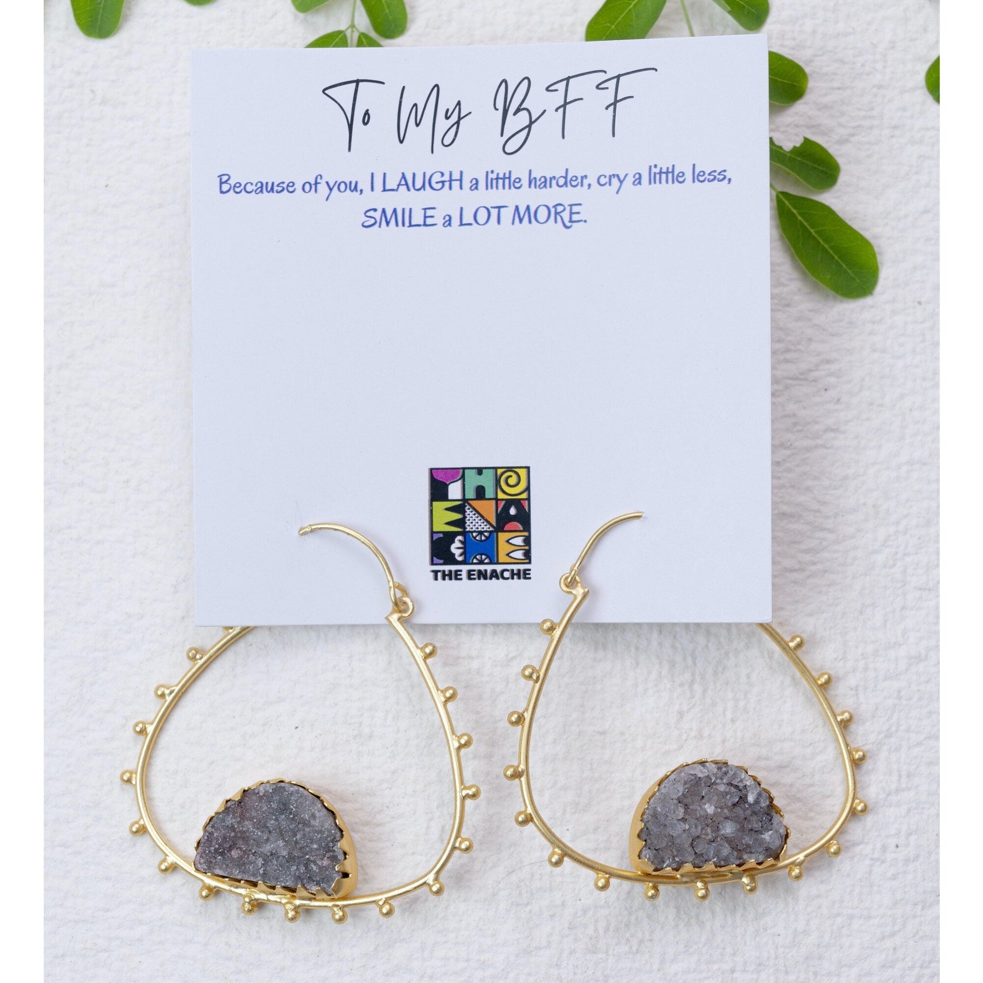 The Enache Gray Druzy Triangle Hoops TheEnache