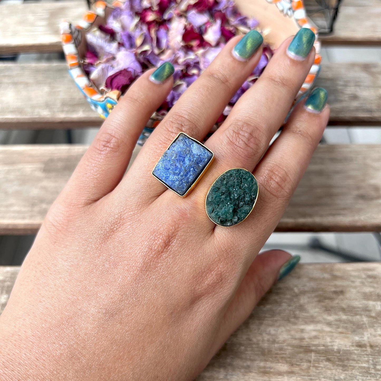 The Enache Green Blue Double Ring TheEnache