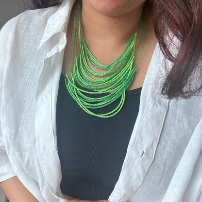 The Enache Green Chunky Multi-Strand Beaded Necklace – Boho Indian Statement Jewelry TheEnache