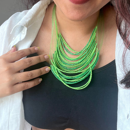 The Enache Green Chunky Multi-Strand Beaded Necklace – Boho Indian Statement Jewelry TheEnache