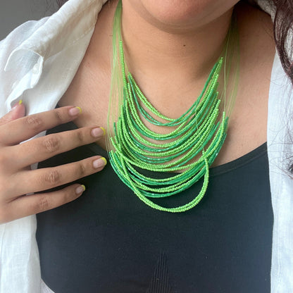 The Enache Green Chunky Multi-Strand Beaded Necklace – Boho Indian Statement Jewelry TheEnache