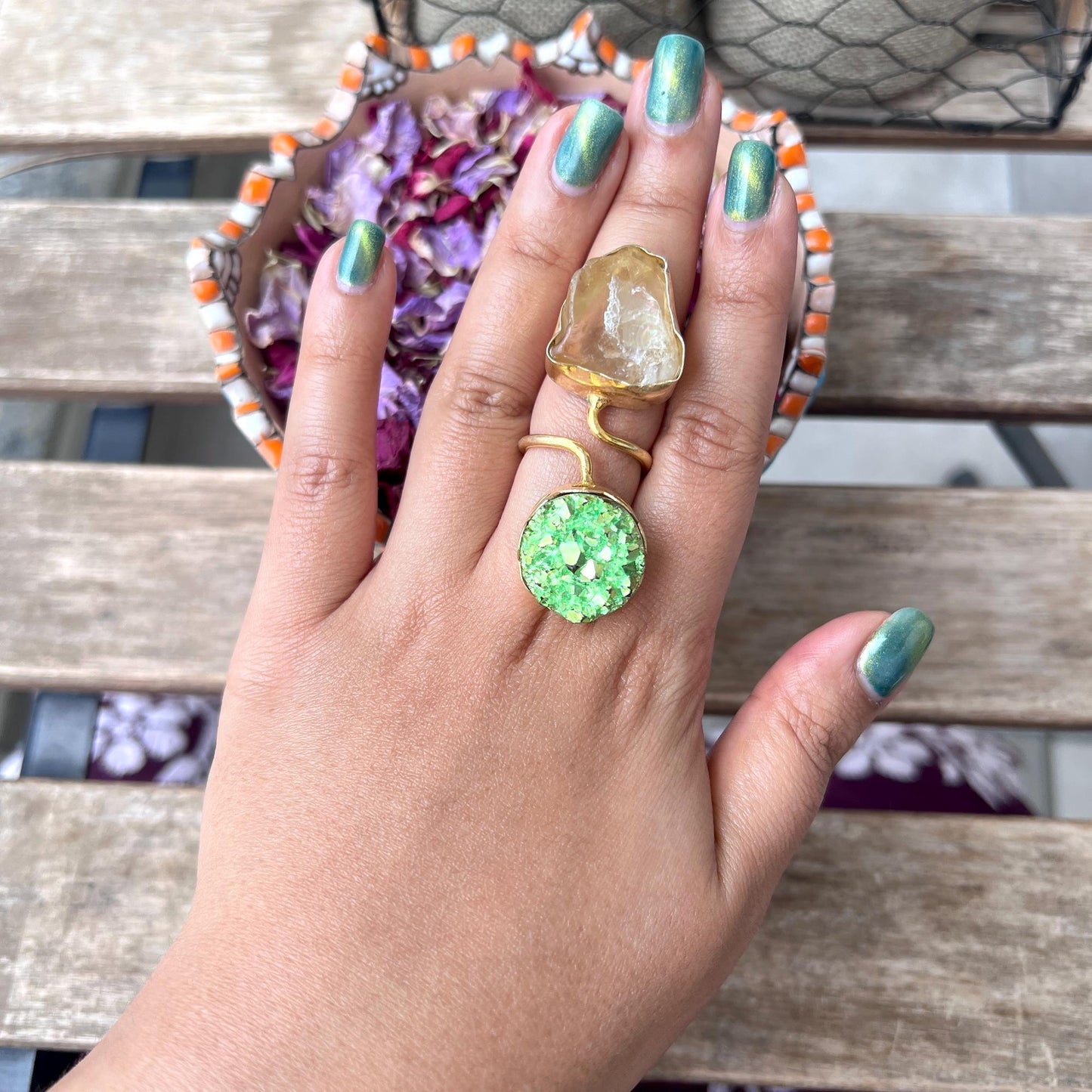 The Enache Green Druzy Quartz Ring TheEnache