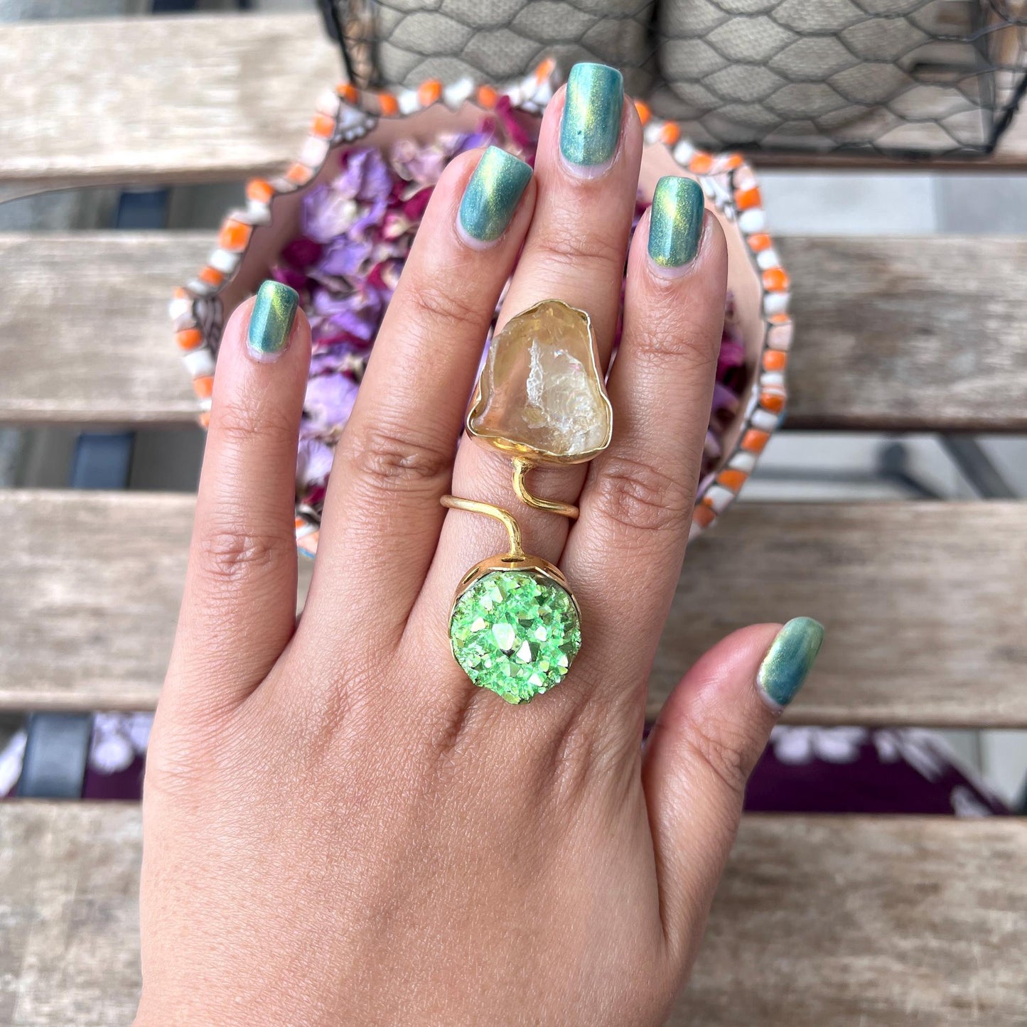 The Enache Green Druzy Quartz Ring TheEnache